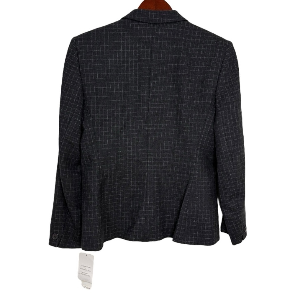 Jones New York Wool Blazer 10 Made USA Double Breasted Plaid Oversized NWT - Picture 3 of 7